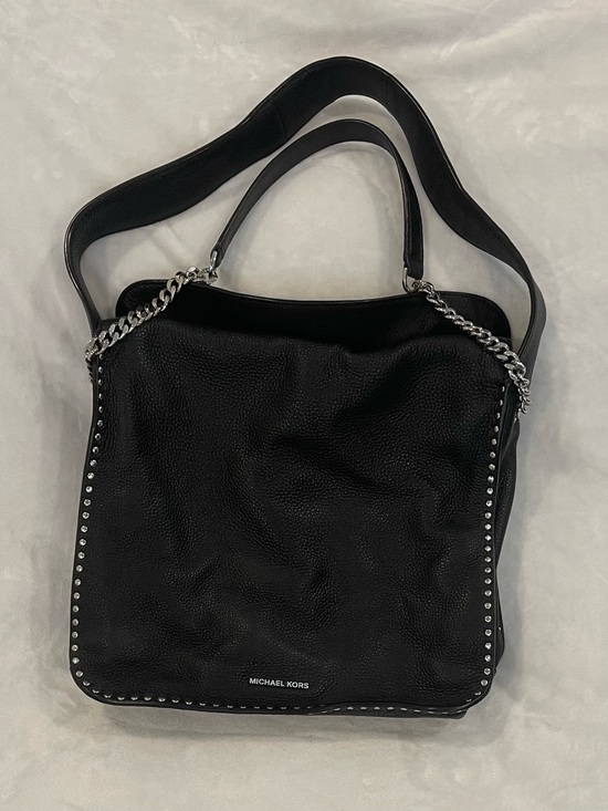 Michael Kors Handbags - Michael Kors Astor Black Leather Studded Hobo Shoulder Bag with Chain